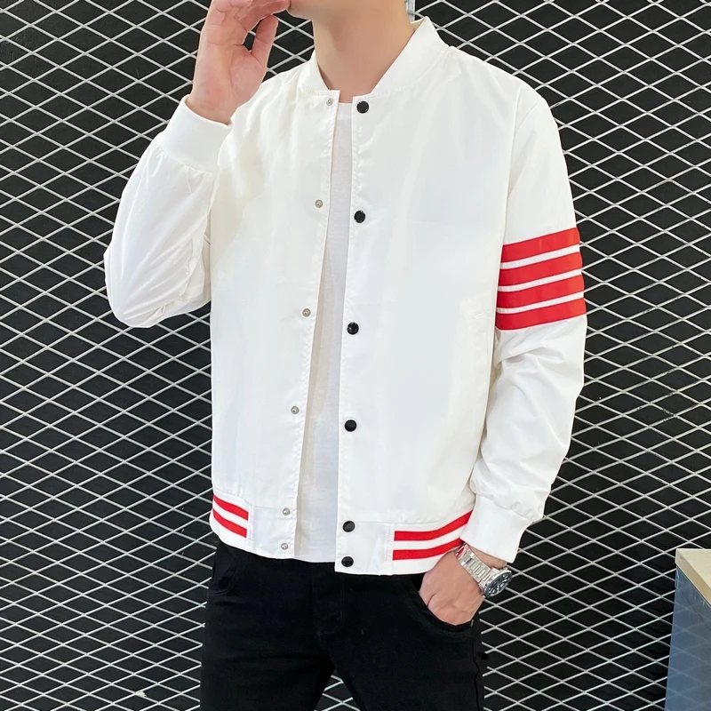 

2021 New Arrival Bomber Jacket Men Rib Sleeve Cotton Casual Baseball Uniform Collar Coat Star Autumn And Winter Spliced Short