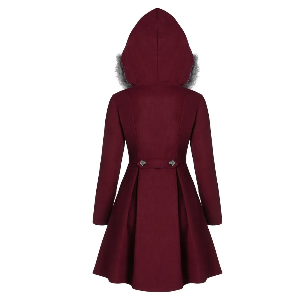 SAGACE Women Fashion Plus Size Double Breasted Fur Hooded Long Coat Full Cotton Pencil keep warm Korean Jacket Casual CoatOct 15