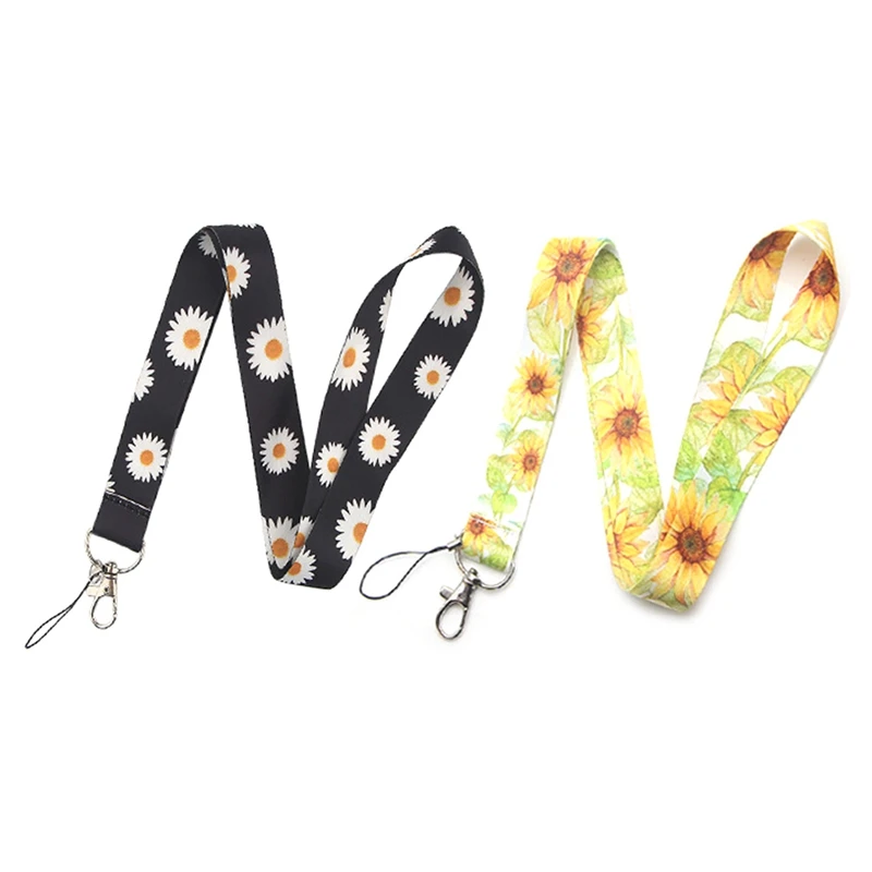 

Korean Daisy Flower Sunflower Lanyards For Keys Phone Neck Strap Hang Rope Student Badge Holders Keychains Lanyard Friends Gift