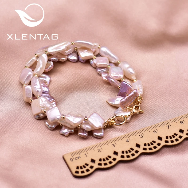 XlentAg Handmade Multi-layer Natural High Quality Baroque Pearls Charm Bracelets Women Engagement Party Fashion Jewellery GB0207 | Украшения
