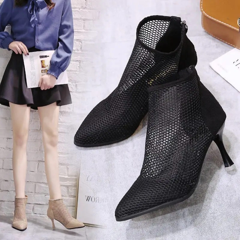 

Pointed casual women's fashion single shoe sandals 2021 new stiletto high heels mesh hole women's shoes