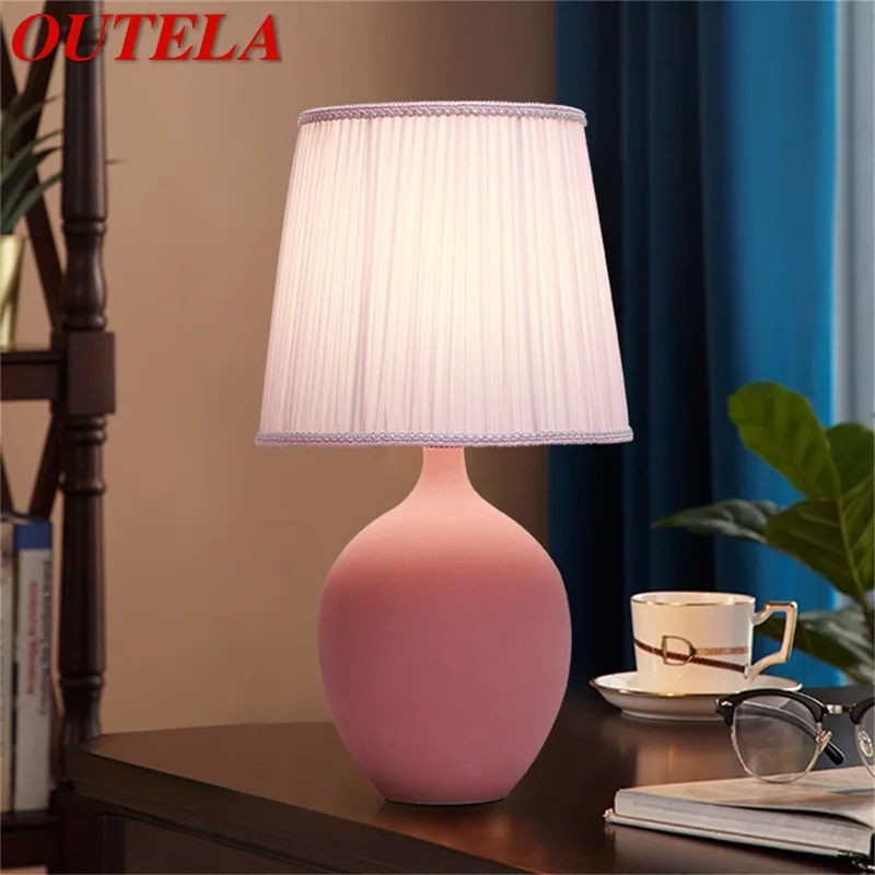 

OUTELA Dimmer Table Lamp Ceramic Desk Light Contemporary Creative Decoration for Home Bedroom