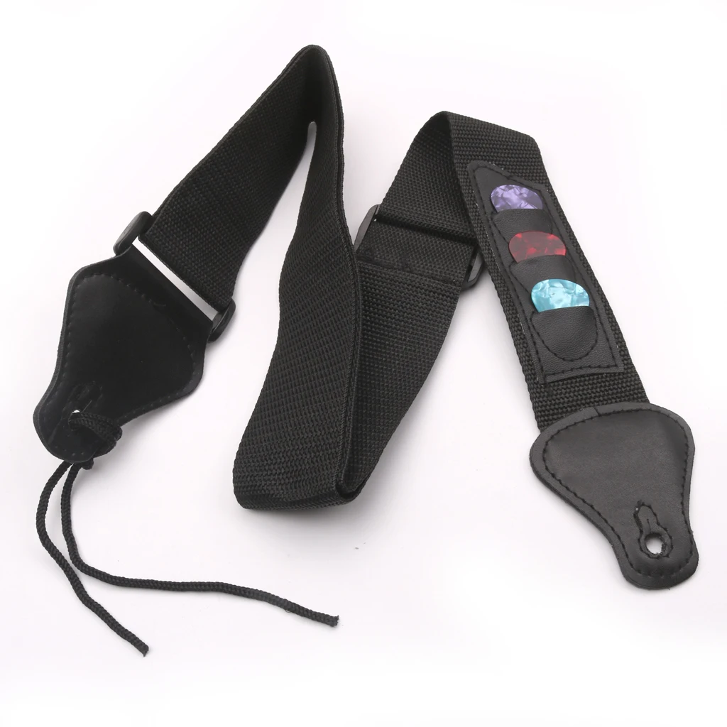 Простой ремешок для акустической электрогитары с 3 держателями гитары концы из