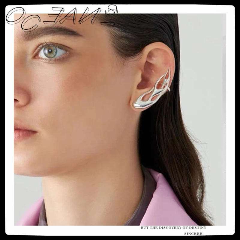

SexMara 20FW AMB New Punk Cool Abstract Metal Cutout Personality Gothic Flame Ear Clip for Women Men Girls Party Jewelry