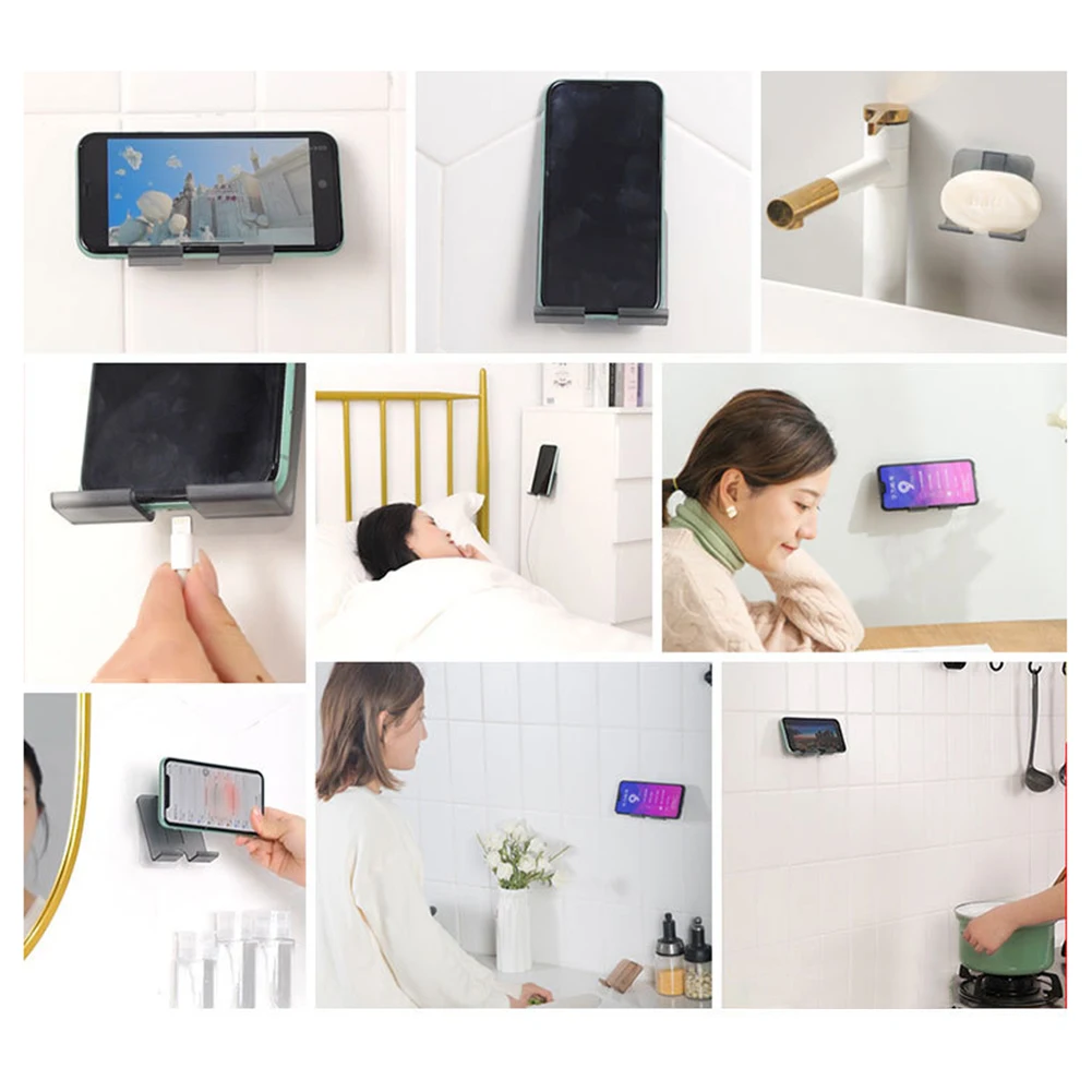 Настенный держатель для телефона без отверстий с клейкой поверхностью Прямая