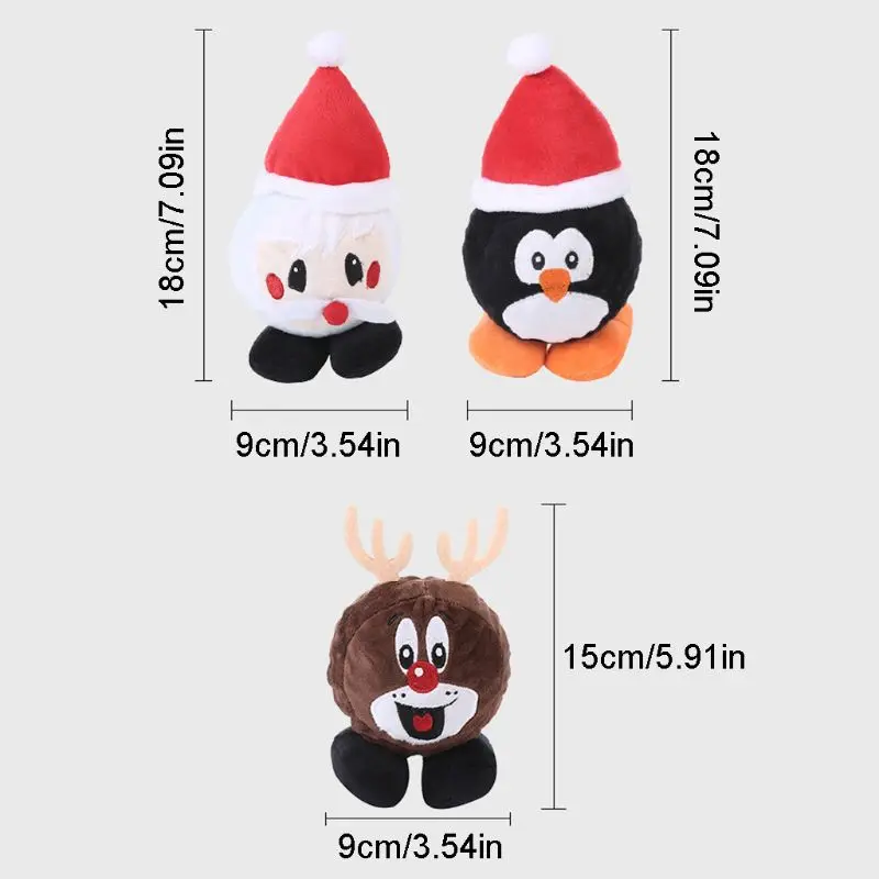 

3Pcs Pet Creative Christmas Chew Toys Soft Plush Play Sound Teeth Grinding Gifts