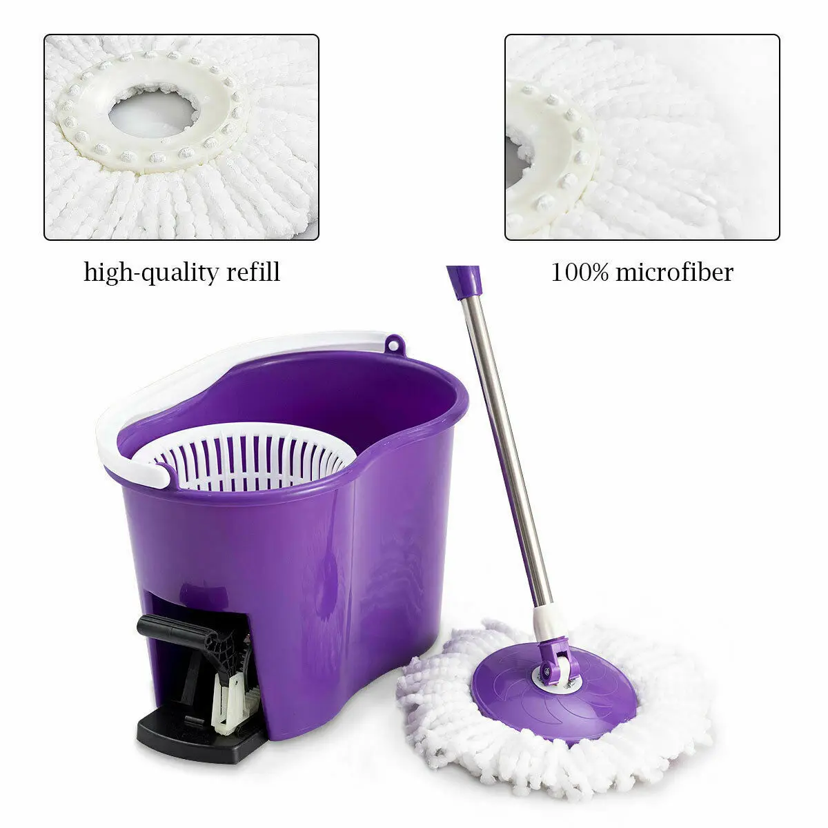 

Costway Lot Of 2 Replacement Mop Micro Head Refill For 360 degree Spin Magic Mop