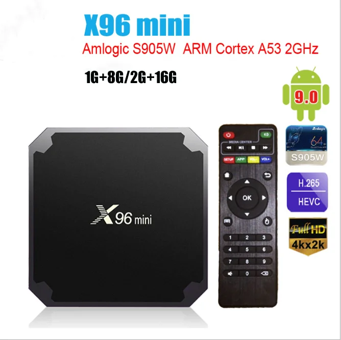 ТВ-приставка X96 mini smart TV Android 9 0 2 4 ГГц Wi-Fi 1 ГБ 8 16 S905W четырехъядерный процессор 1080P