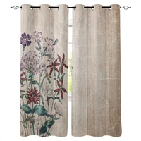 retro flower wood grain curtains for bedroom living room modern kitchen windows curtain home decoration drapes