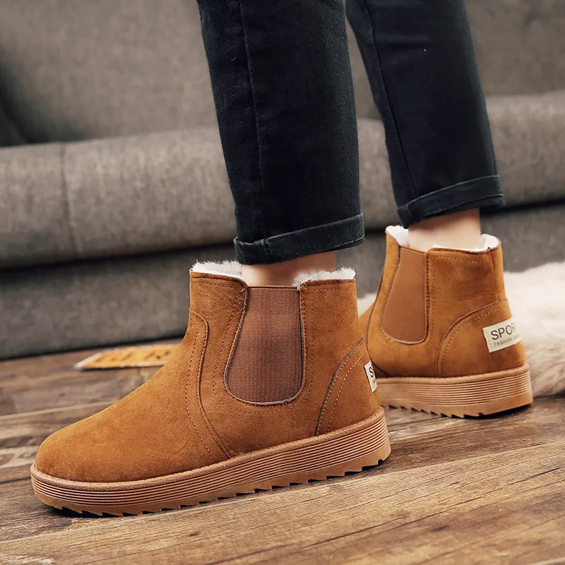 New Men boots Winter Shoes Fashion Snow Plush Boots Sneakers Ankle Warm Black Brown Footwear | Обувь
