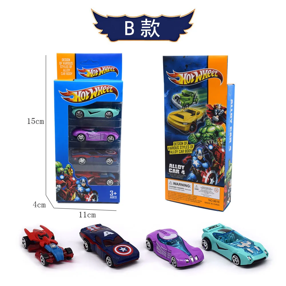 1: 64 4 шт./легкосплавный автомобиль Hot Wheels мини гоночная модель игрушки Детский сплав раздвижной карман маленький спортивный автомобиль автомобили костюм для детей
