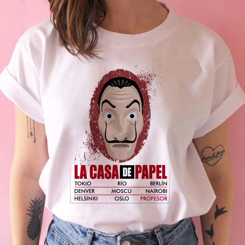 Money Heist футболка хип-хоп Женская La Casa de Papel House Of paper Футболка женская ulzzang Топы 90s одежда футболка Новинка Лето