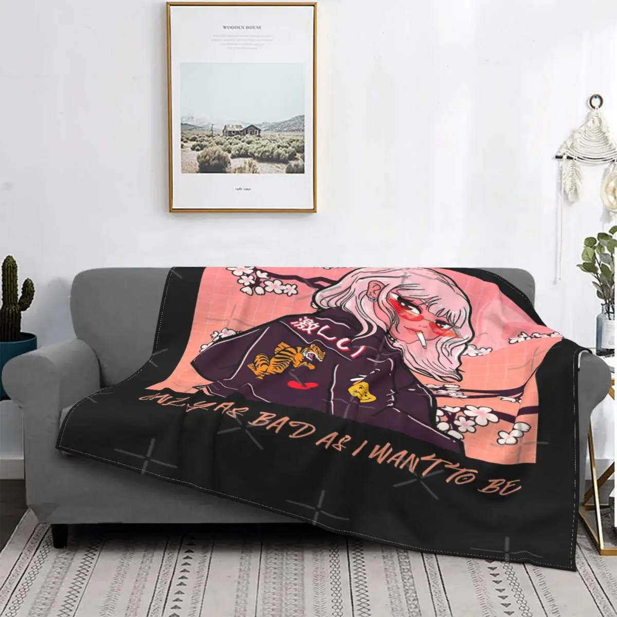 

Manta de algodón y lino para la cama, edredones a cuadros, cubierta Heat de playa, solo tan mal como quiero ser