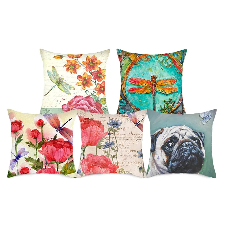 Fuwatacchi и рисунком в виде милых собачек наволочка подушки цветок с принтом