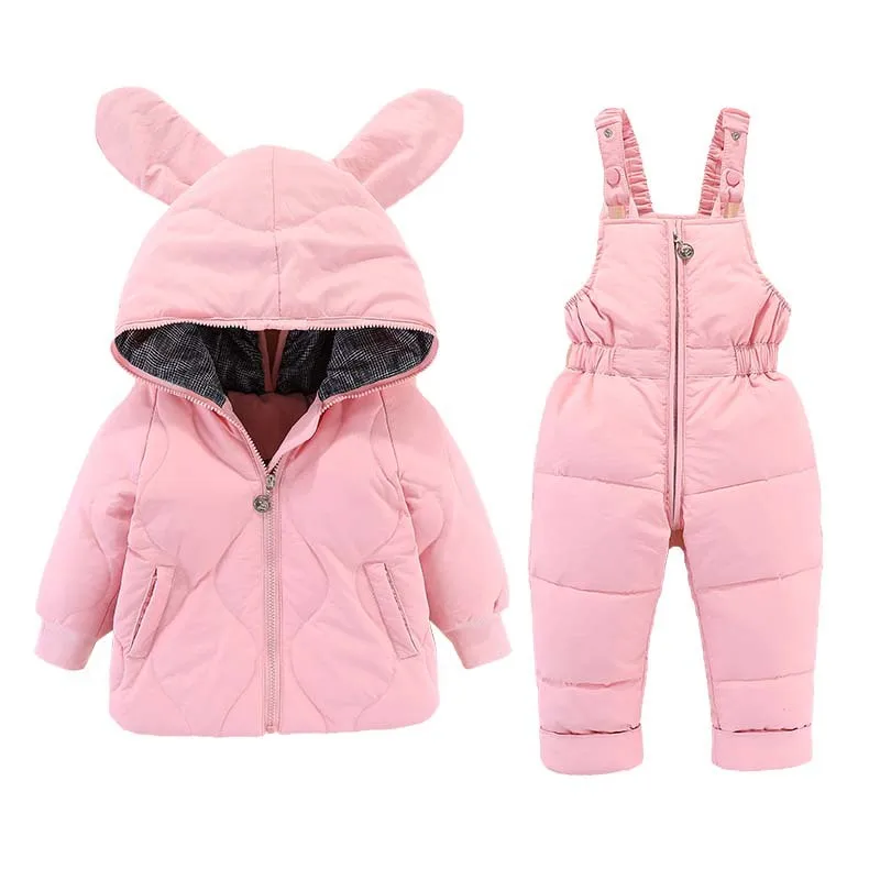 

New 2020 Winter Kids Snowsuit Jackets Hoodies Duck Down Ski Suit For Boys Girls Snow Suit Outfits Snow Wear Jumpsuit Sets W565
