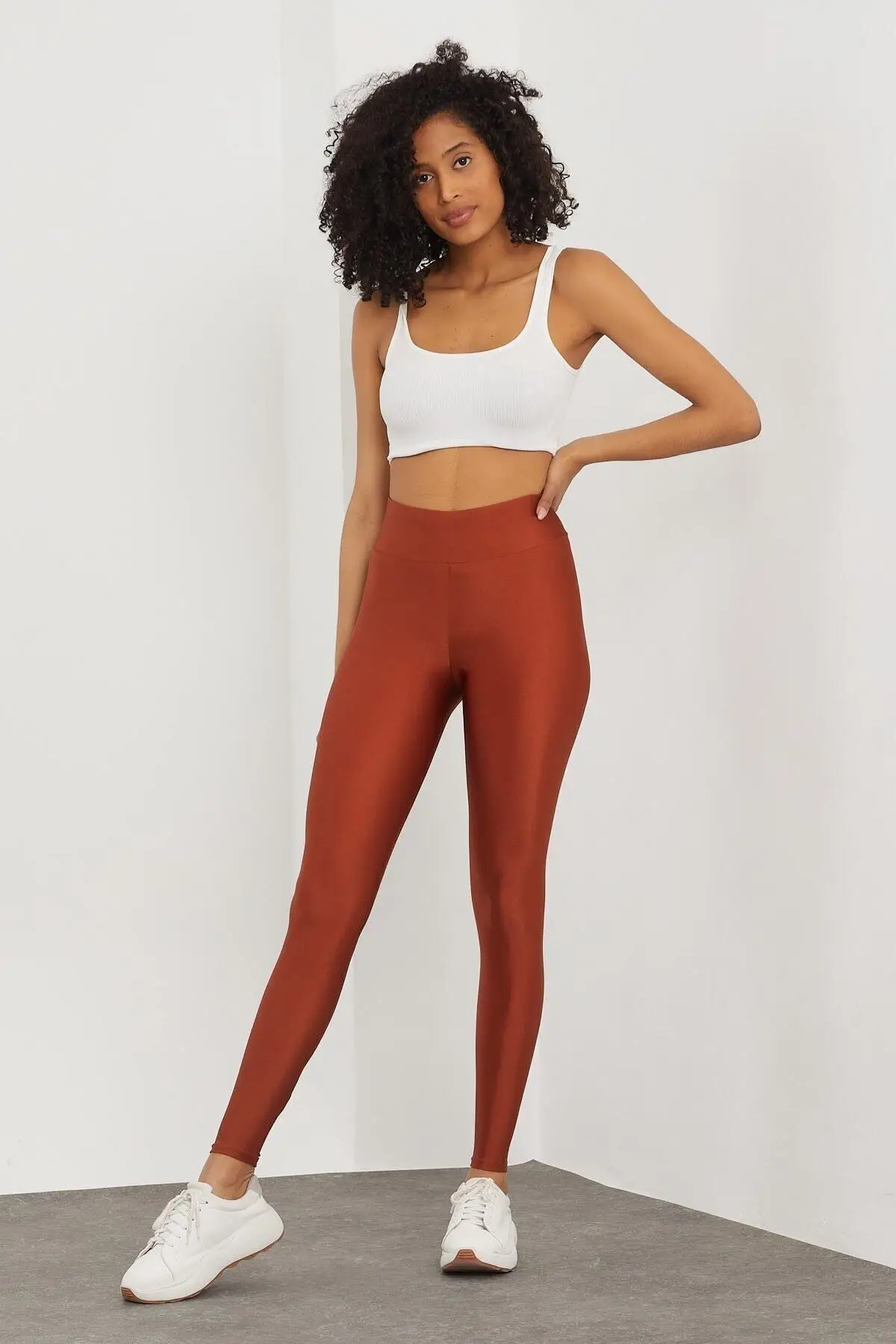 

Orange High Waist Shiny Disco Leggings