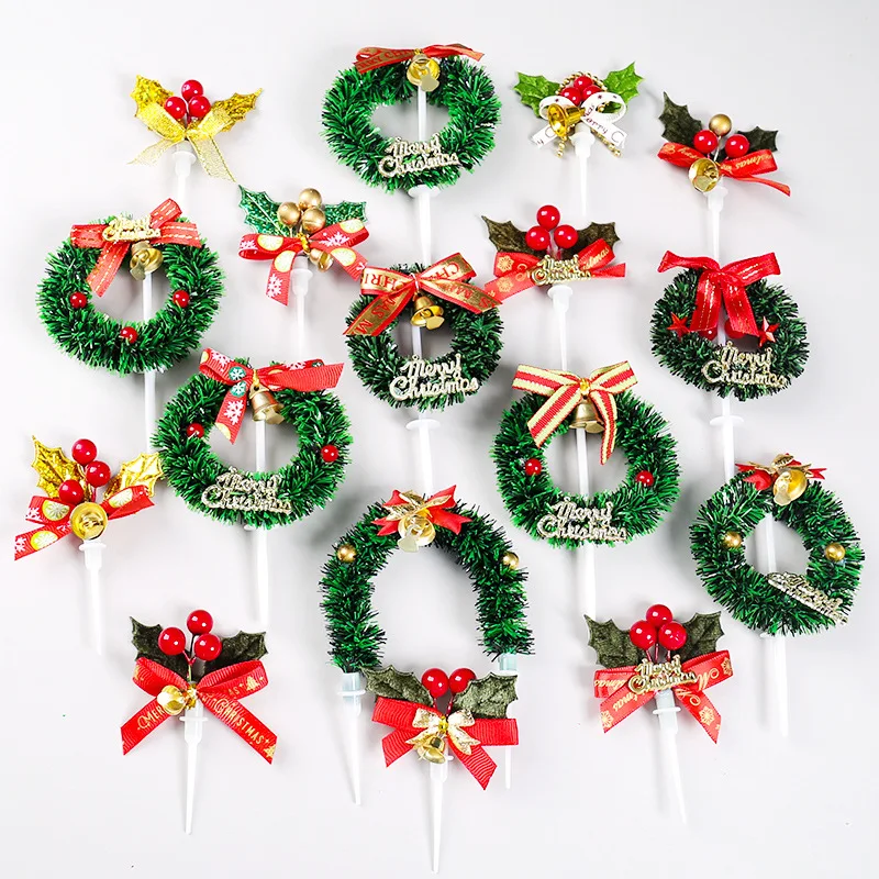 

Creative Christmas Wreath Cake Toppers Merry Christmas Decor For Home Cake Decorations Happy new Year 2022 Naviidad Garlands