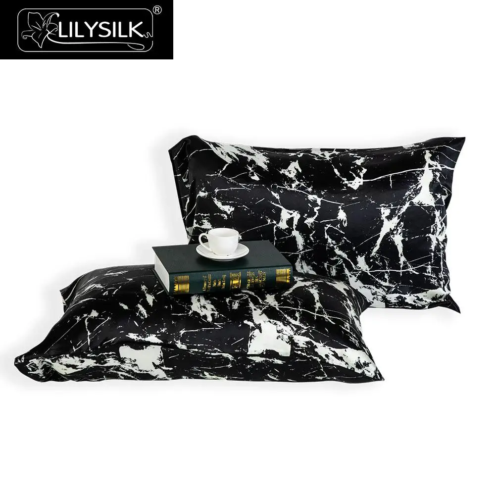 LilySlk шелковая наволочка из чистого 100 для волос с мраморным принтом застежка