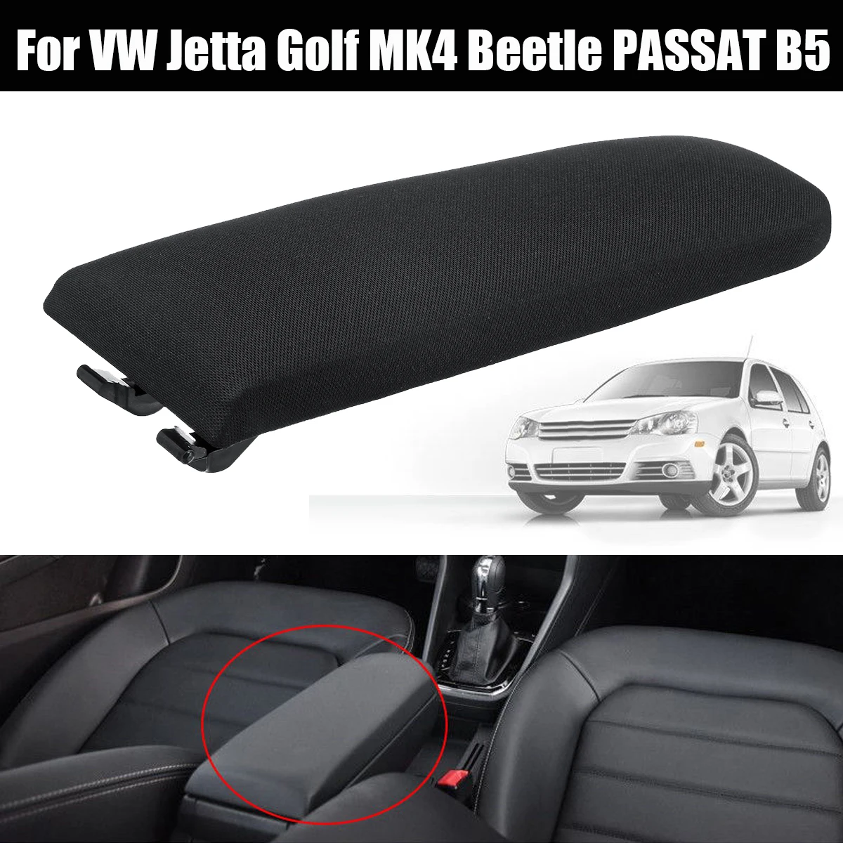 Cloth Center Console Armrest Cover Lid for VW Jetta Golf MK4 Beetle for PASSAT B5 Auto Black Armrest Cover Lid Interior Parts