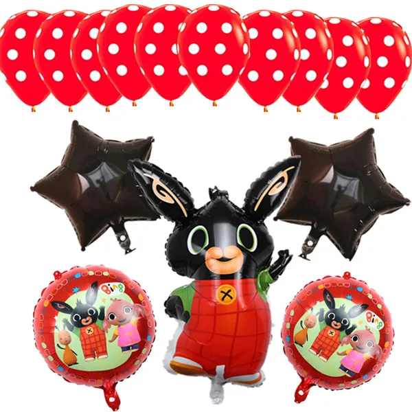 15pcs as picture 15 шт. 86*60 см Bing Банни фольгированные шары мультфильм кролик Воздушные шары 12 дюймов красный черный горошек латексные шары День рождения Декор поставки T - Цвет: 15pcs as picture