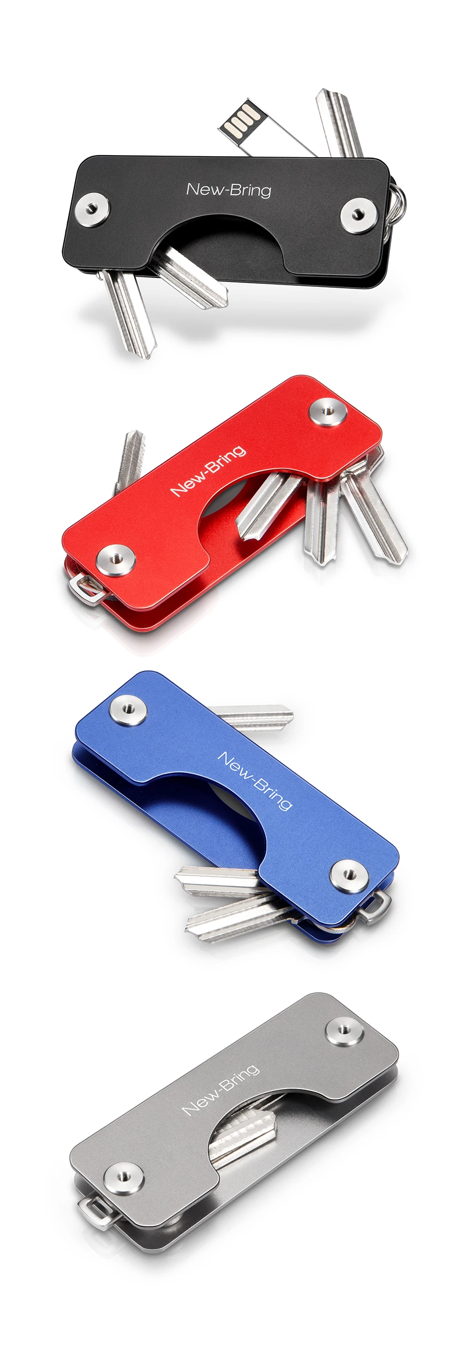 NewBring ключница Алюминиевый металлический EDC мужской Автомобильный держатель для ключей умная ключница дизайн EDC ключи Органайзер брелок сумка кошелек