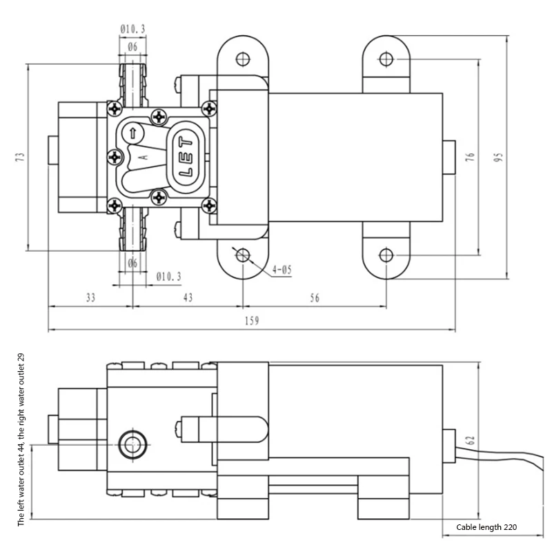 

New Stable and Durable DC 12V 35PSI 3L/Min 100W Water High Pressure Diaphragm Self Priming Pump