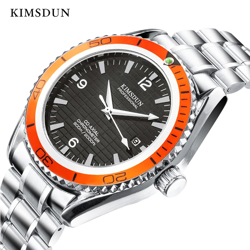 KIMSDUN Brand Watch Stainless Steel Band Simple Men's Watch Fashion Calendar Quartz Watch