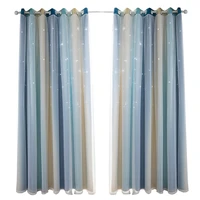 double layer shading window curtains shiny stars for kids girls bedroom one pieces simple gradient hollow star room divider