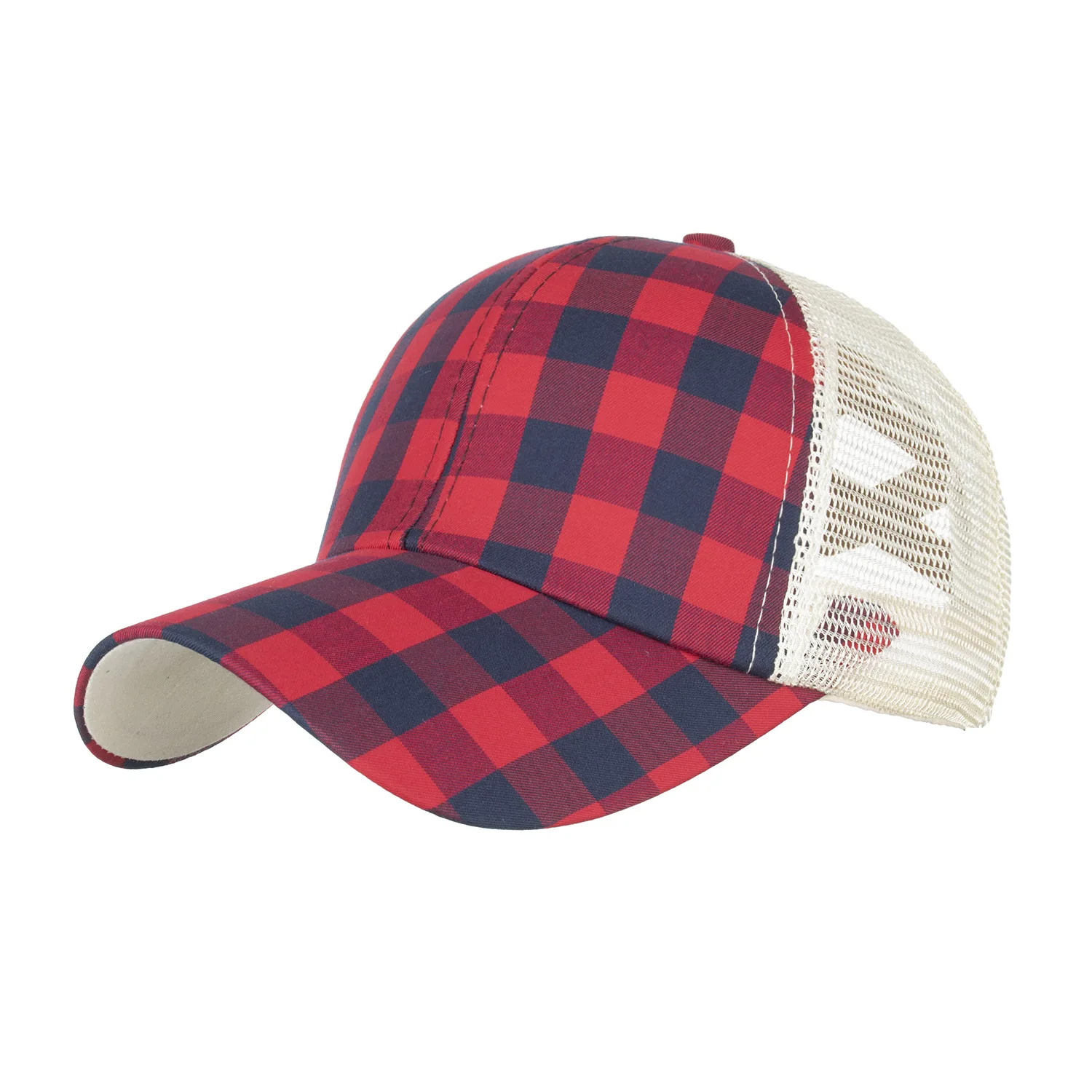 

Popular Spring Summer Sunshade Mesh Breathable Elastic Adjust Plaid Figure Print Street Fashion Beach Woman Holiday Baseball Cap