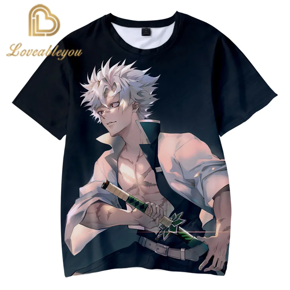 Футболка мужская с графическим принтом Demon Slayer забавная уличная одежда в стиле