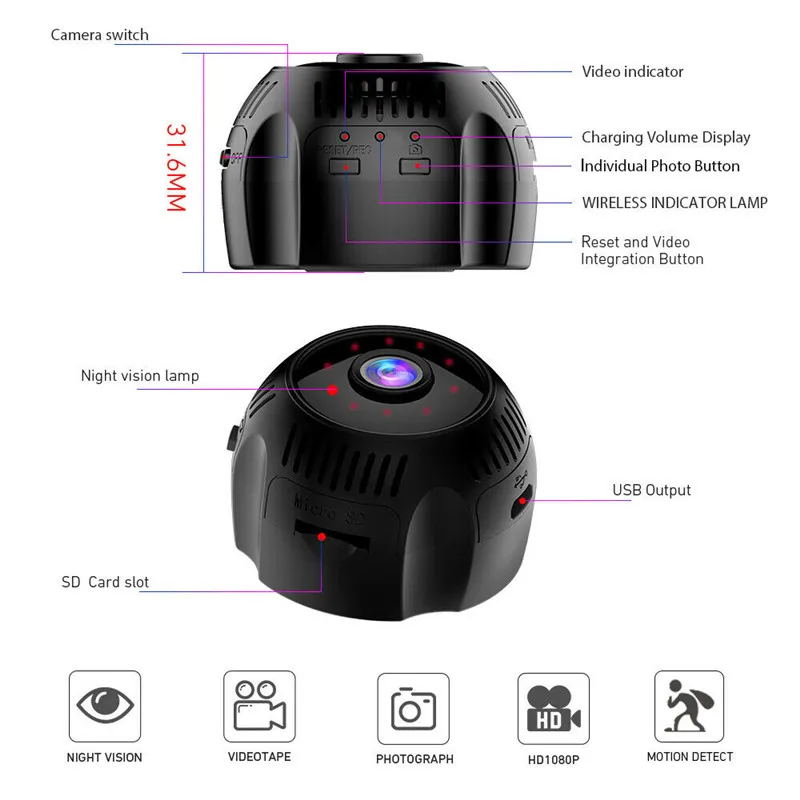 Мини-часы камера 4K UHD Беспроводная камера 1080P HD wifi IP Cam инфракрасная камера ночного видения Видеокамера движения DVR wifi камера