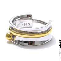 eetit 100 925 sterling silver rope ring trendy mix metalic adjustable ring for women bagues pour femme anniversary gift 2021