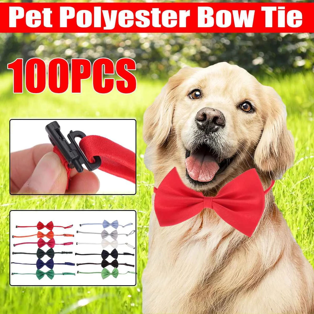 

100PCS Mix Colors Wholesale Pet Grooming Accessories Rabbit Cat Dog Bow Tie Adjustable Bowtie Multicolor Pet Products
