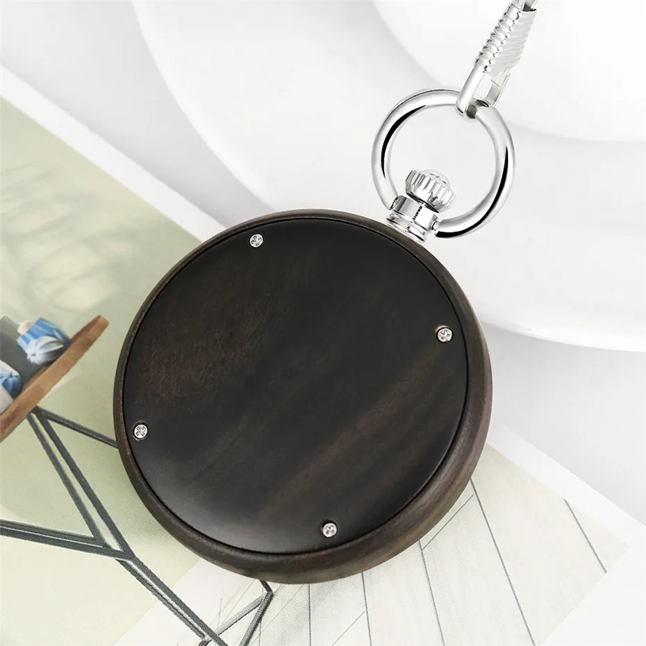 

Luminous Pointer Ebony Quartz Pocket Watch Creative Light-Weight Pendant Pocket Clock Retro Fashioned Necklace Watch Gifts