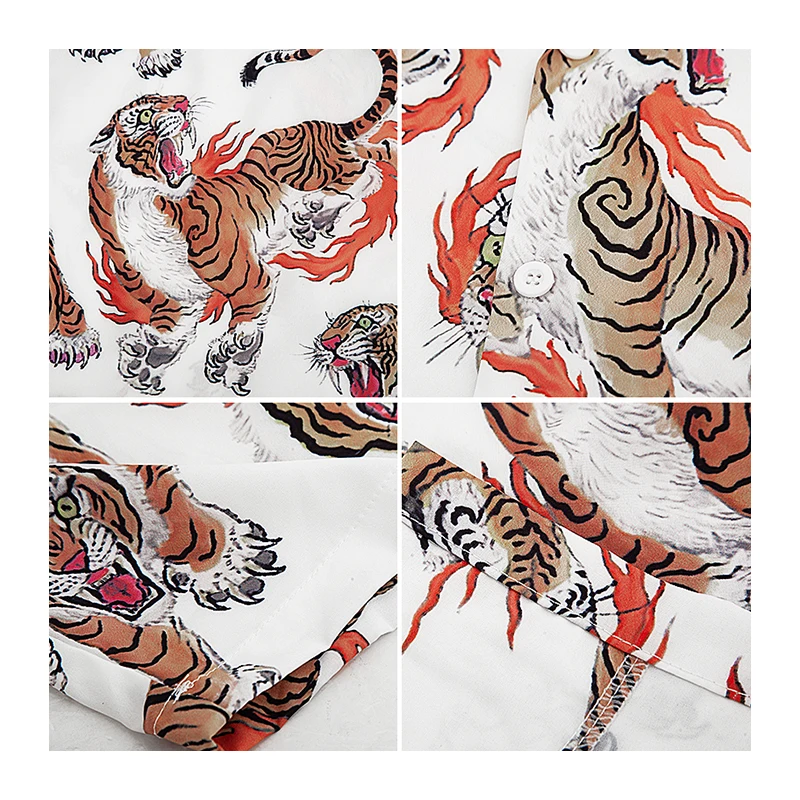 

Tiger Print Loose Blouses Korean Fashion Summer 2021 Women's Shirt Ins Short Sleeve Streetwear Women's Clothing Top Female Tunic