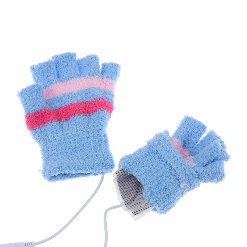 

New 1 Pair USB Gloves Heating Winter Warm Gloves Heated Fingerless Warmer Mitten For Women Skiing Gloves