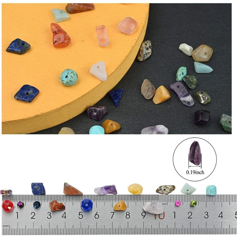 

1 Set Natural Irregular Gemstones Beads Kit with Jump Rings Ear Hooks Scissors B36D