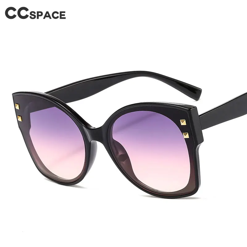 46318 Круглые Солнцезащитные очки кошачий глаз с большой оправой и заклепками для