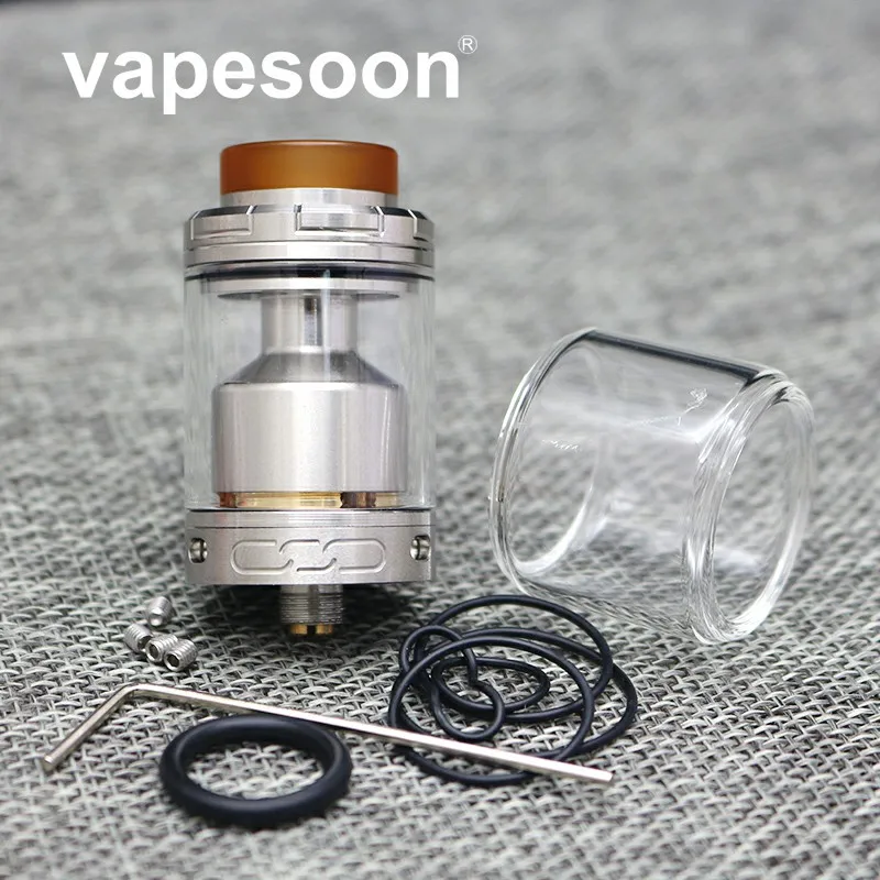 Серебристый Vapesoon Manta RTA 24 мм 3,5 мл Ремонтопригодный резервуар распылитель с 5 мл Расширенный стеклянный Верхний наполнитель 810 PEI капельный наконечник регулируемый поток воздуха - Цвет: Серебристый