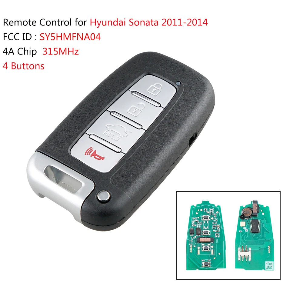 Запасной смарт ключ без ключа 4 кнопки 315 МГц для Hyundai Sonata Genesis Tucson Azera 2009 2015