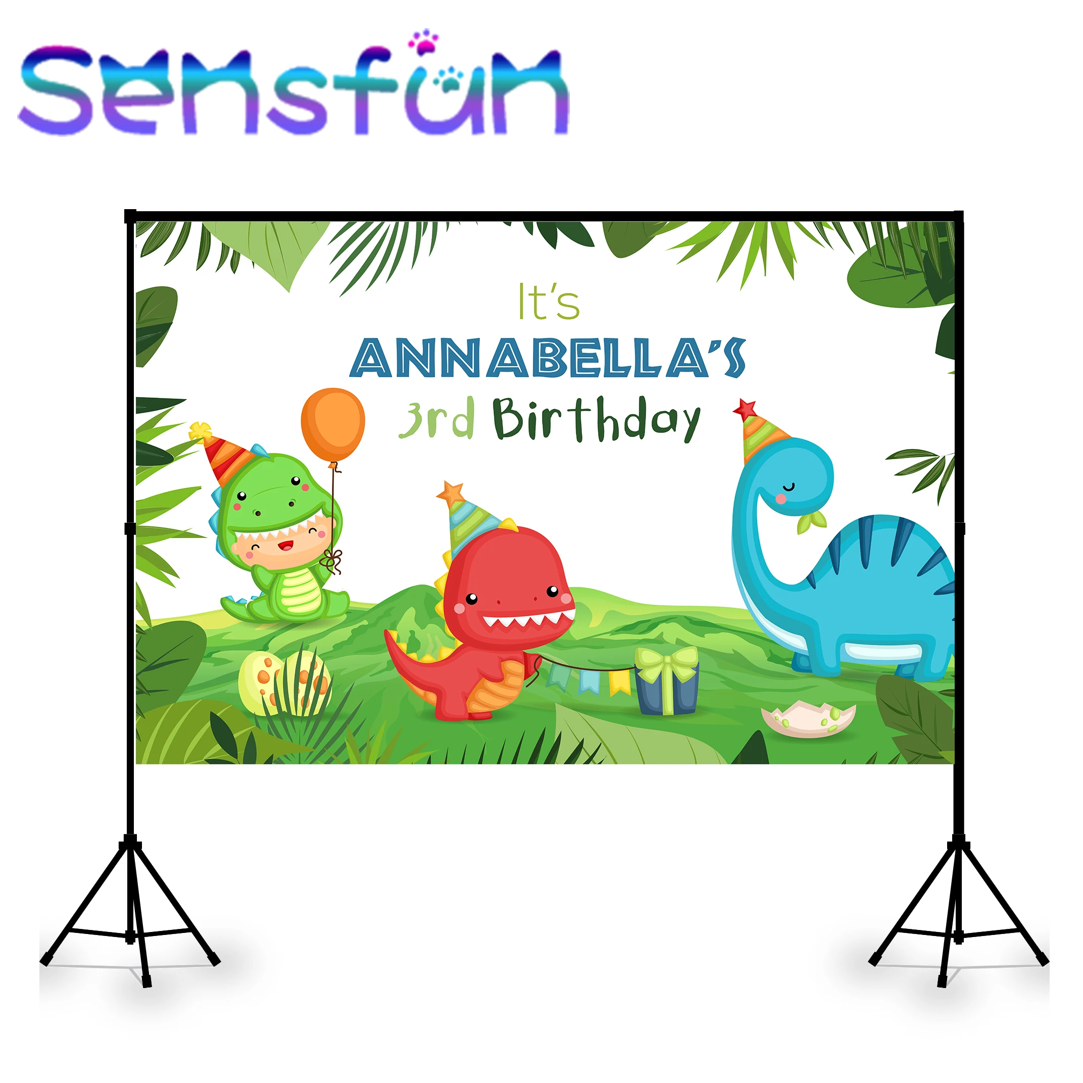 

Cartoon Jungle Party Background for Photography Customize Green Grass Newborn Dinosaur Backdrop for Boys Photo Studio Photocall