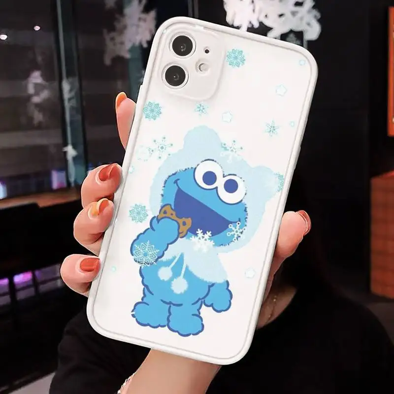 

Cartoon Cute Sesame Cookie Monster Phone Case matte transparent For iphone 7 8 11 12 plus mini x xs xr pro max cover