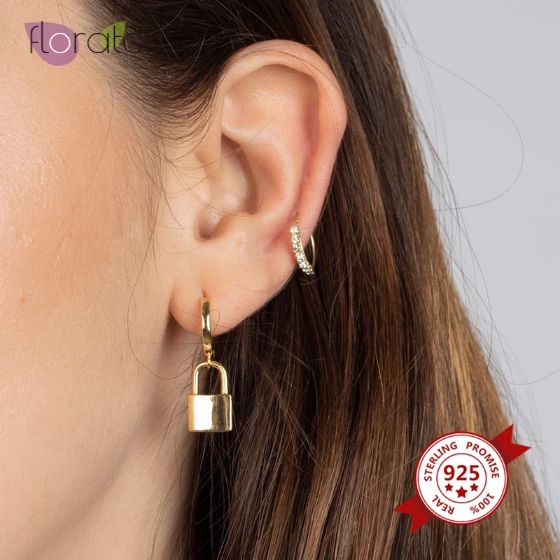 Серьги кольца в стиле панк из серебра 925 пробы маленькие минималистичные форме