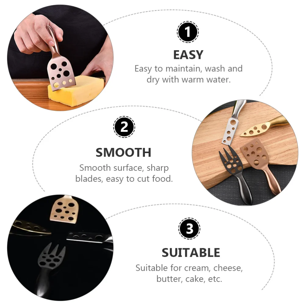 

4 Pcs Stainless Steel Cheese Cutters Slicer Hollow Handle Butter Cutters