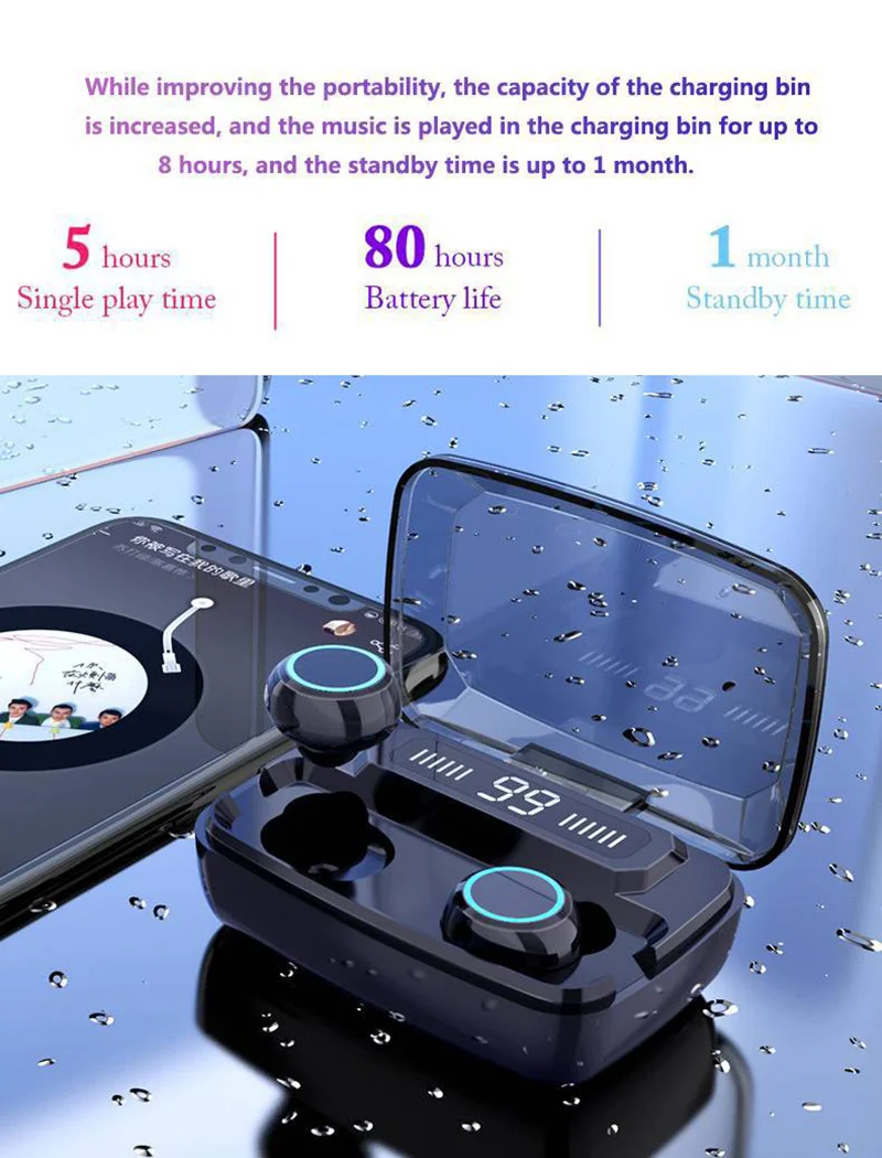 

TWS Touch LED Wireless Bluetooth Earphones Headphones Earbuds Control Sport Headset Noise Cancel With Charging Case