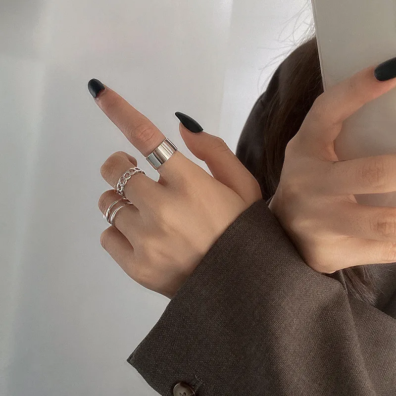 3 шт./компл. корейские винтажные открытые кольца с металлической цепочкой для