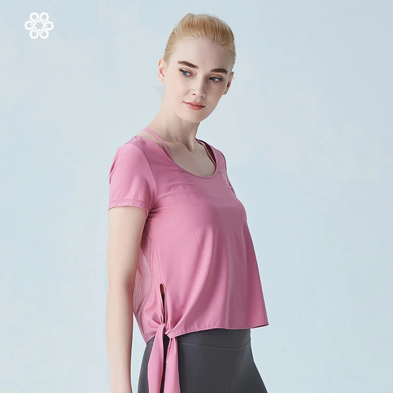 Women Yoga Shirts Vest Ladies Girls Short Sleeves Crop Top Sports Professional Fitness Gym Workout Running Slim New | Спорт и