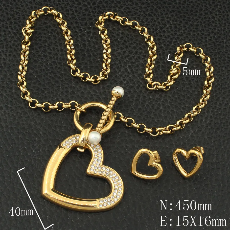 Женский ювелирный комплект из колье и сердца нержавеющей стали|Ювелирные наборы|