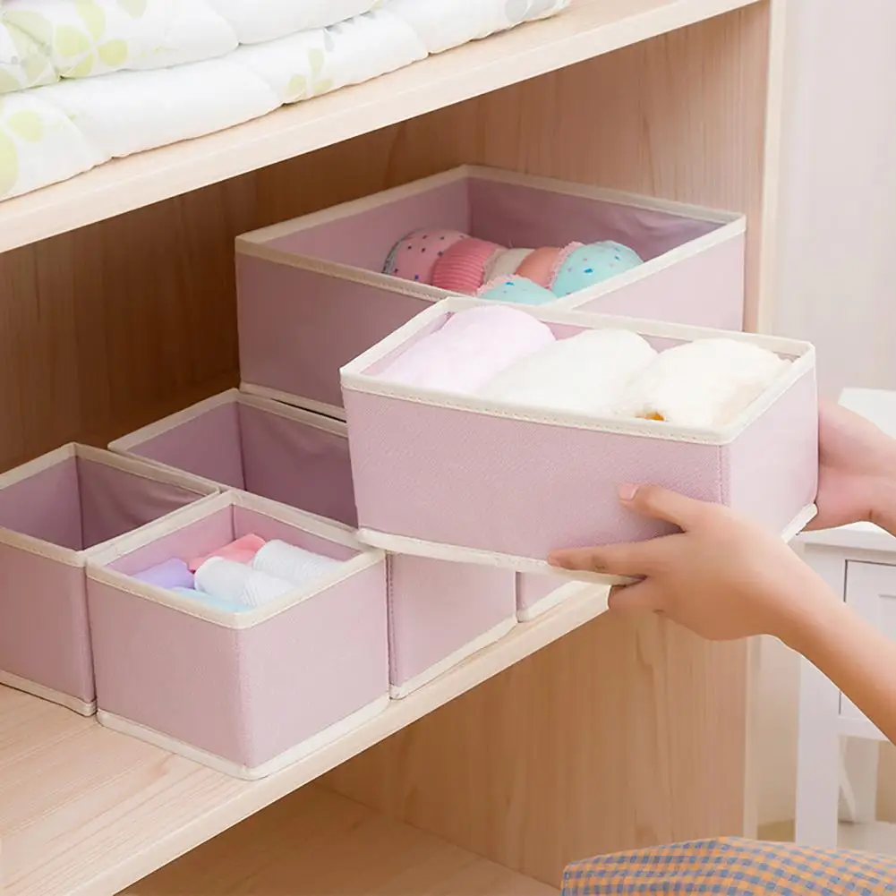 

6Pcs/Set Drawer Box Wardrobe Storage Large Capacity Load Bearing Foldable Non-woven Fabric Organizer for Underwear