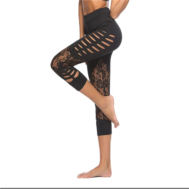 

SVOKOR Sexy Lace Leggings for Women's Pants Fitness Exercise Sports Running Legging Hollow Out Seamless Woman Gym Clothing